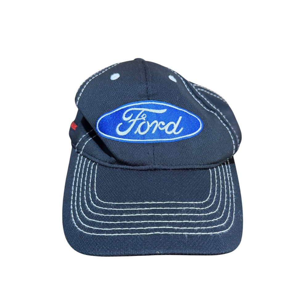 Ford Performance Winners Circle Baseball Cap Hat Black Blue Adjustable Hook Loop